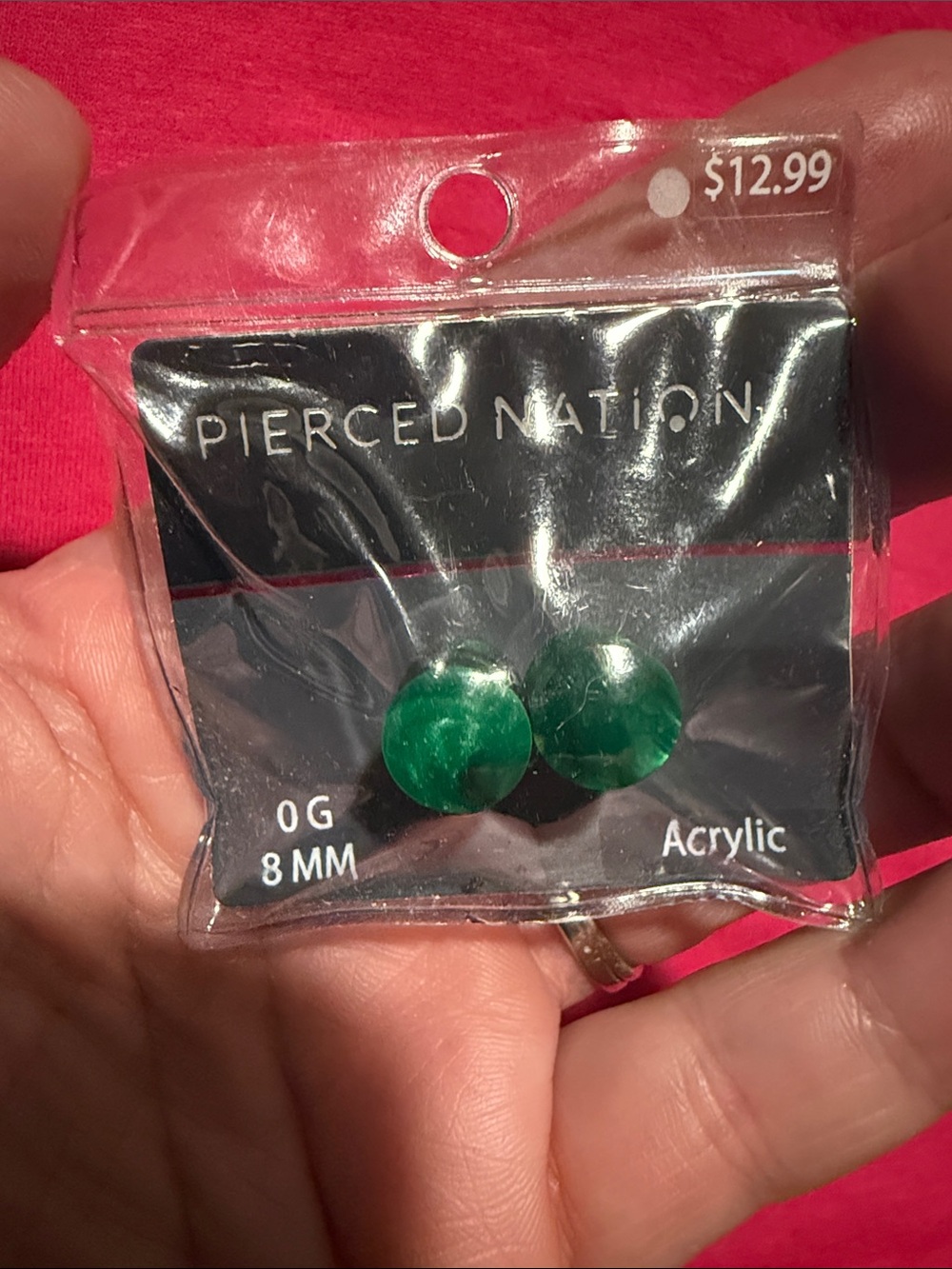 Pierced Nation Green Acrylic 8mm Plug Earrings